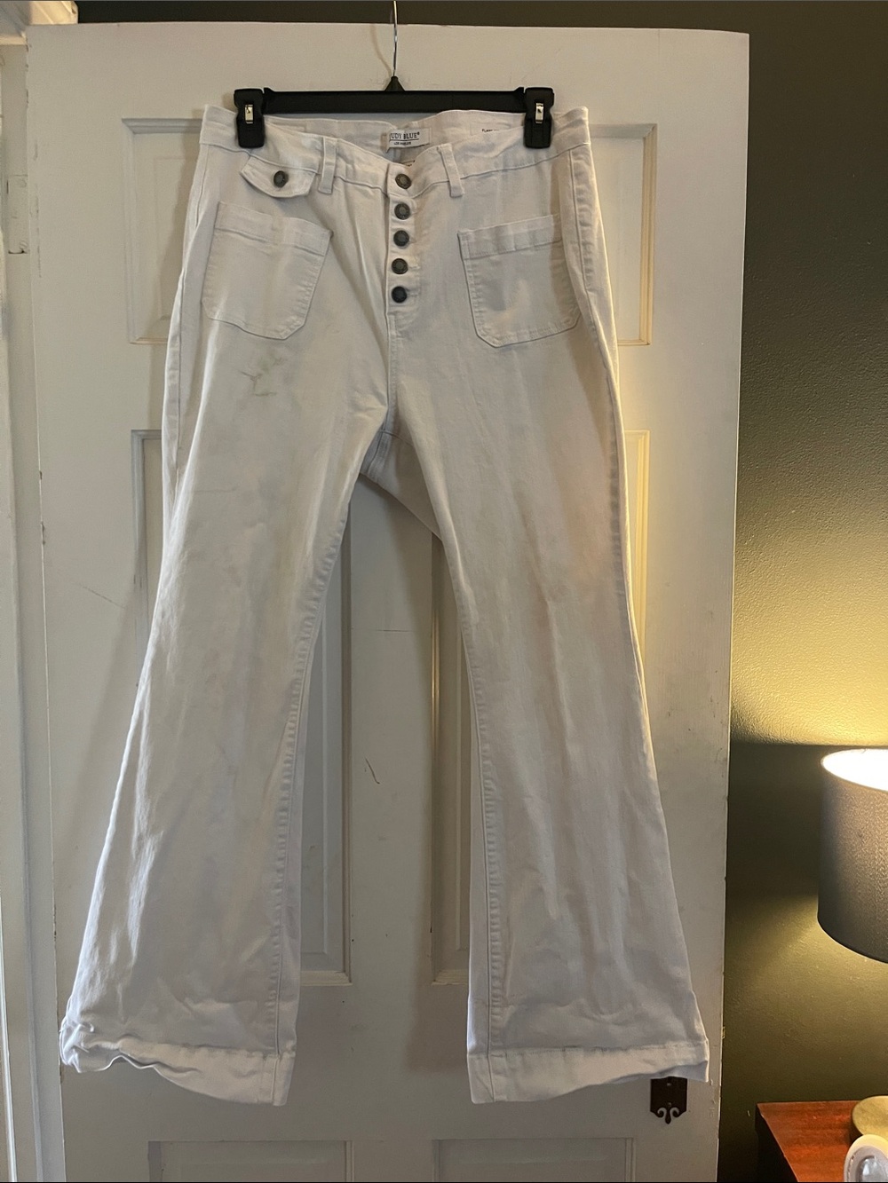 Judy Blue White Button-Front Flare Jeans